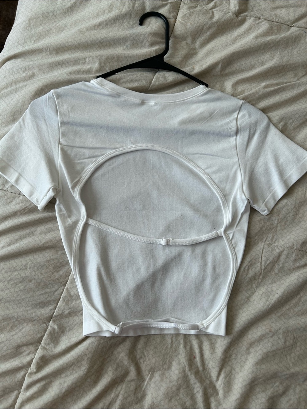 White Cutout Short Sleeve Women's Top